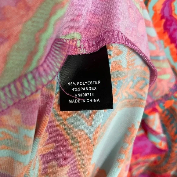 MSK Sleeveless Collared Quarter-Zip Colorful Paisley Swing Shift Dress Size XL - Picture 7 of 8